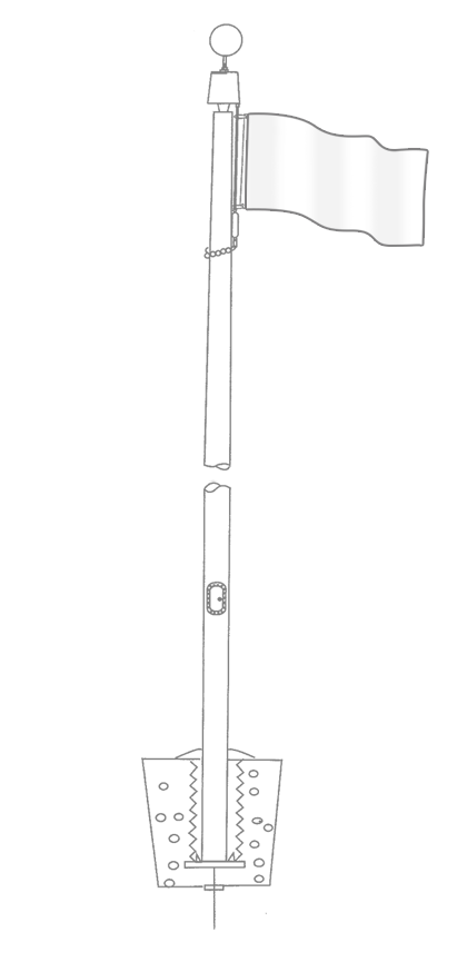 Diagrama de cimentación estándar del asta bandera y manga de cimentación